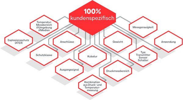 Kundenspezifische Sensorlösungen für jede Anwendung Infografik zum Sensortechnik Portfolio von ADZ Nagano